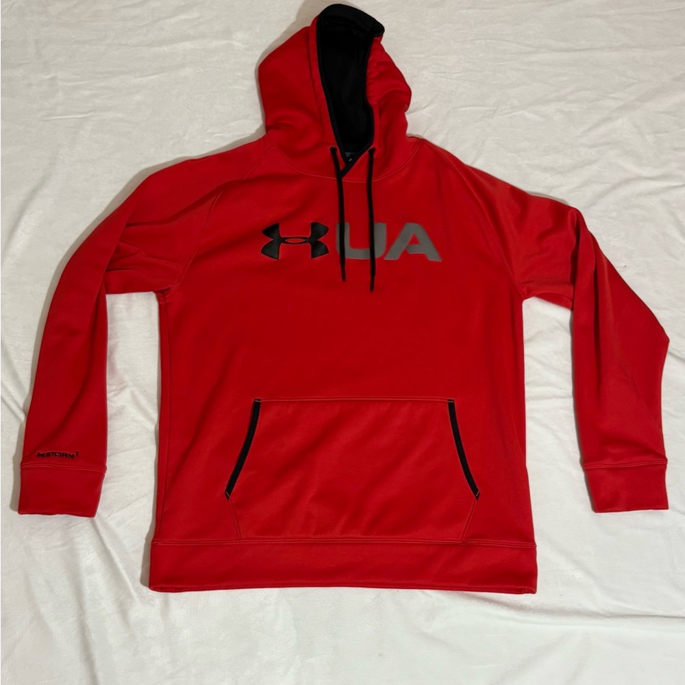 Under Armour Mens Medium Red Hoodie with Black and Grey Logo